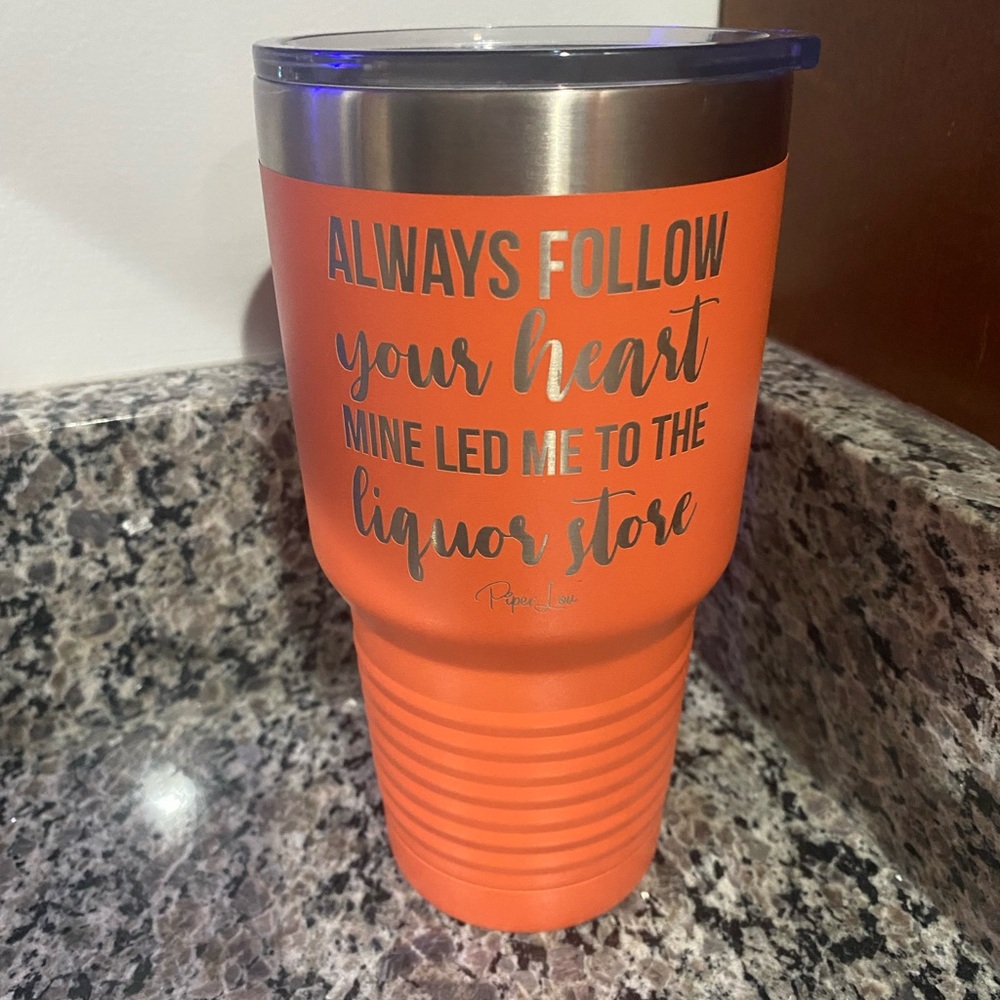 Polar camel 30 oz coral stainless steel Tumbler follow your heart liquor store